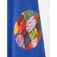 Wełniana sukienka Płaszczyk z kolorowymi kieszeniami - chabrowa